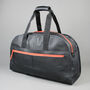Black Leather Laptop Weekend Bag With Orange Zip, thumbnail 4 of 9