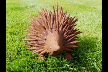 Metal Wild Hedgehog Garden Statue Spiky Brown Outdoors, 3 of 3