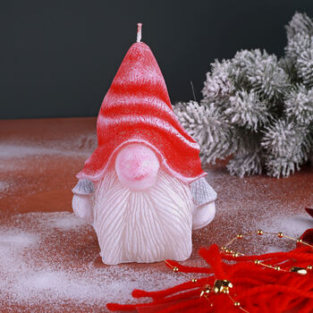 G Decor Norwegian Gnome Hand Finished Sculpted Candle Garden Guardian And Forest Wax Figure, 2 of 9