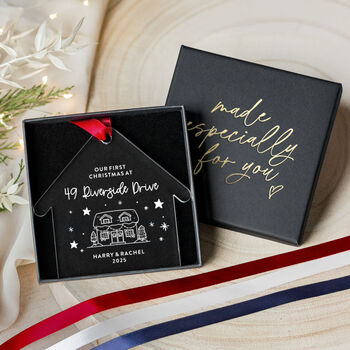 First Christmas House Ornament Custom Address And Names, 4 of 7