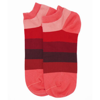 Block Stripe And Multistripe Burgundy Men's Trainer Socks, 5 of 6