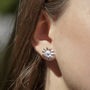 Sterling Silver Polished Daisy Stud Earrings, thumbnail 2 of 4