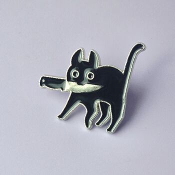Black Cat Knife Enamel Pin Badge, 2 of 4