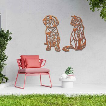 Geometric Dog And Cat Set Metal Wall Art Decor, 6 of 10