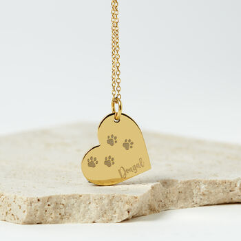 Personalised Dog Remembrance Gold Heart Necklace, 3 of 12