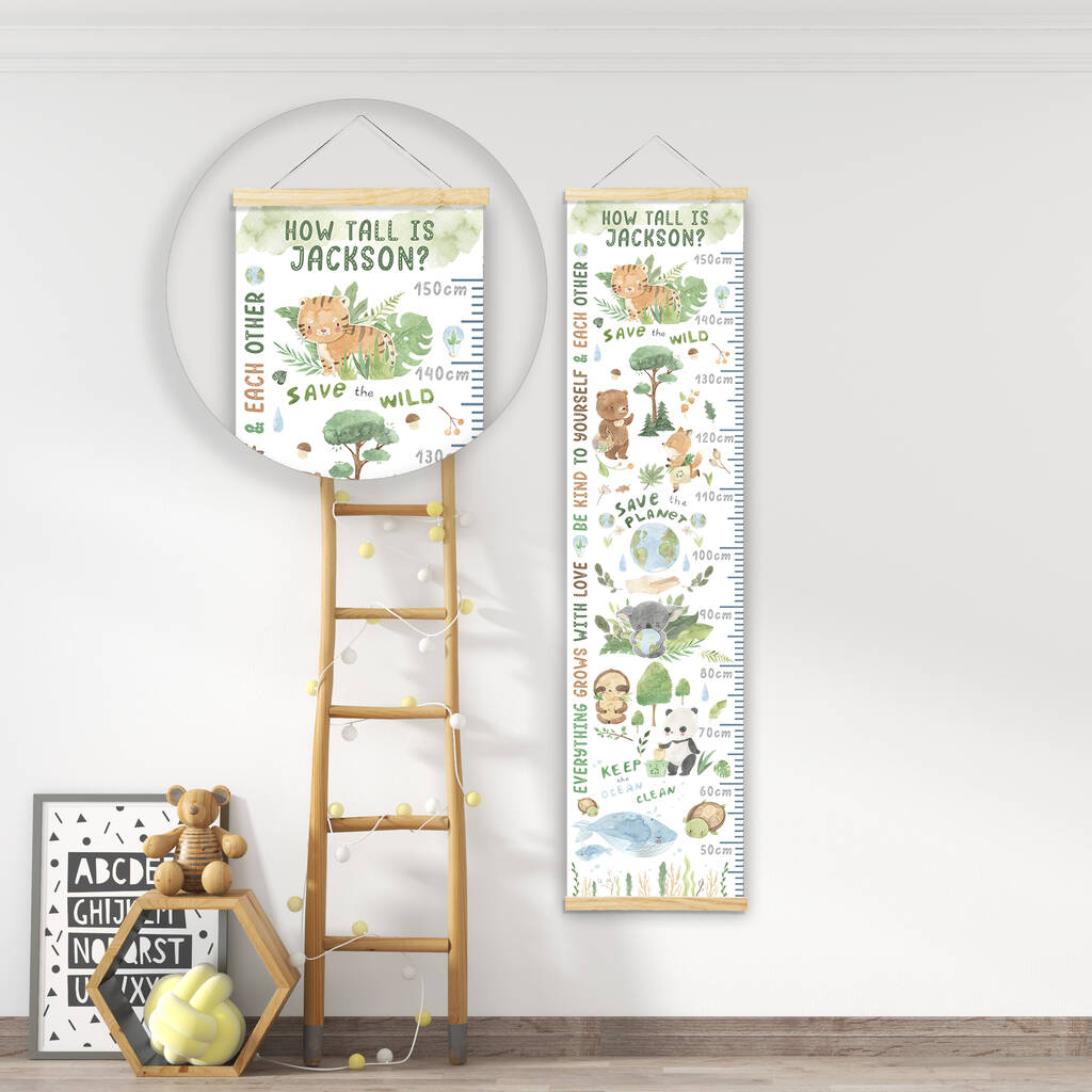 Personalised Ethical Animal World Height Chart, 1 of 9