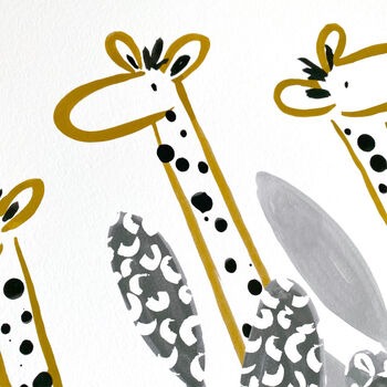 Mustard Giraffe Children's Art Print, 4 of 4