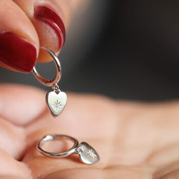 Sterling Silver Crystal Heart Drop Earrings, 5 of 10