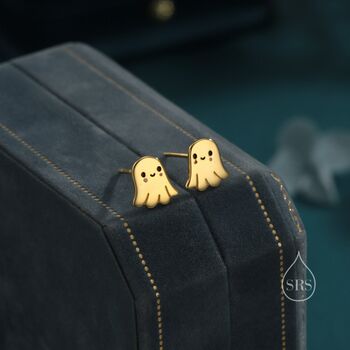 Sterling Silver Super Cute Little Ghost Stud Earrings, 2 of 12