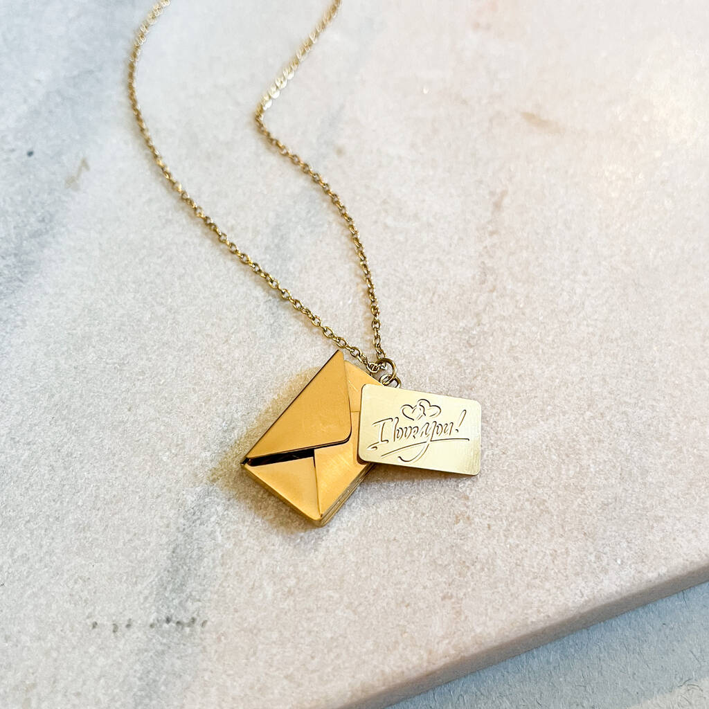 Secret Message Envelope Locket Necklace With I Love You Letter, 1 of 2