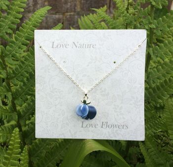 Blue Sweet Pea April Birth Flower Necklace, 2 of 3