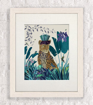 Tropical Leopard In Blue Art Print, Framed Or Unframed, 2 of 5