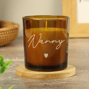 Personalised Amber Glass Candle Jar – Vanilla Scented, 2 of 7