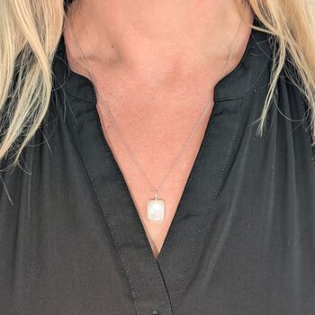 The Rectangle Moonstone Necklace, Silver, 4 of 9
