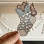Christmas Mice In Stocking Wooden Tree Decoration, thumbnail 4 of 5