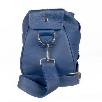 Handcrafted Marine Blue Leather Holdall, 5 of 8