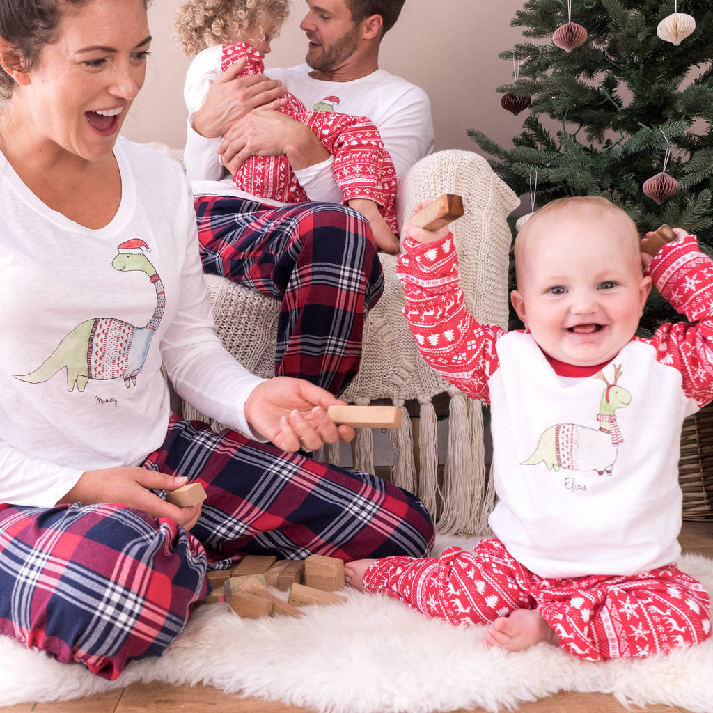 Personalised Christmas Dinosaur Family Pyjama Set, 1 of 8