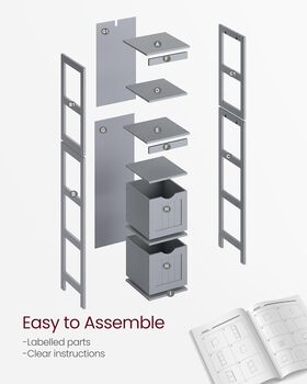 High Cabinet Bathroom Storage Removable Drawers, 10 of 12