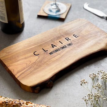 Personalised Natural Edge Custom Cheeseboard Gift, 2 of 11