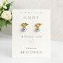 Bridesmaids Gold Plated Knot And Pearl Stud Earrings, thumbnail 1 of 6