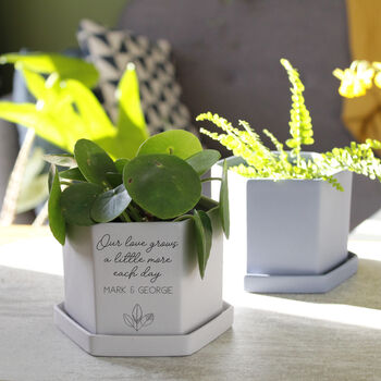 Personalised Couple's Hexagonal Planter Valentine's Day, 7 of 9