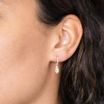 Sterling Silver Small Hoop And Pearl Earrings, 3 of 8