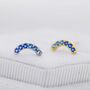 Ombre Sapphire Blue Cz Curved Bar Stud Earrings, thumbnail 6 of 12