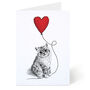 Cat With Heart Balloon Greeting Card, thumbnail 2 of 6