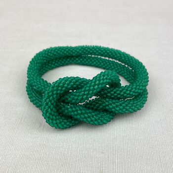 Fair Trade Handmade Glass Bead Knot Tube Bracelet, 7 of 12