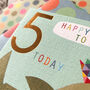 Copper Foiled Shark 5th Birthday Card, thumbnail 3 of 5