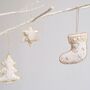 Luxury Irish Linen Festive Stocking Christmas Tree Decoration, thumbnail 2 of 4