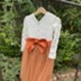 Long Sleeve Lace Burnt Orange Tulle Dress, thumbnail 7 of 7