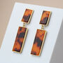 Tortoiseshell Rectangle Drop Earrings, thumbnail 2 of 3