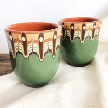 Set Of Two Ceramic Espresso Cups In Forest Green Colour, 5 of 6