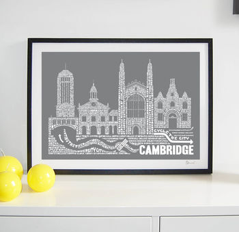 Cambridge Skyline Typography Print Personalised, 7 of 8