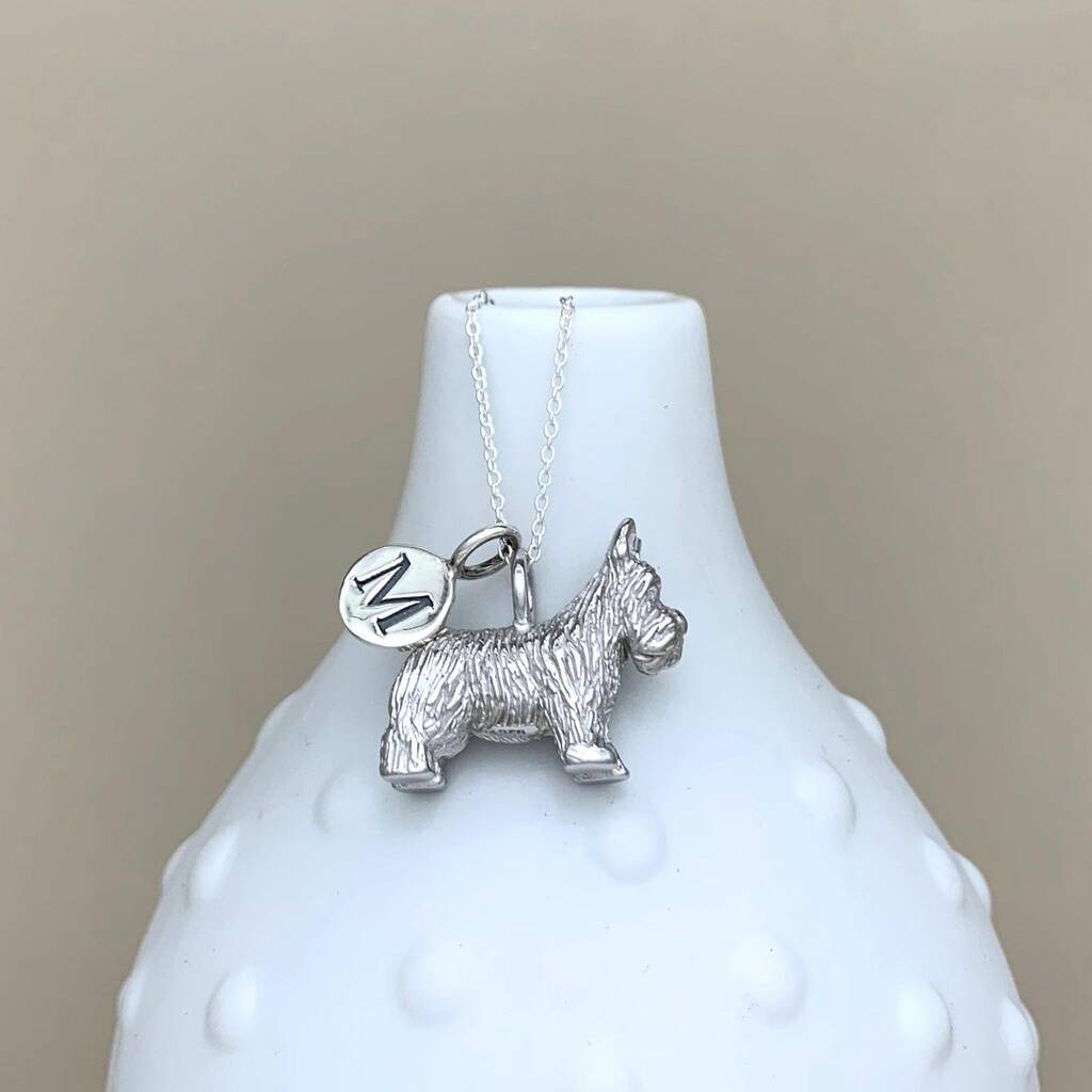 Personalised Silver Scottie Dog Charm Necklace By Nest