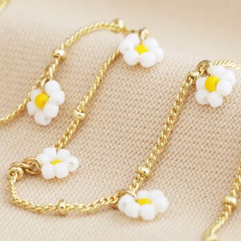 Beaded Daisy Satellite Chain Necklace In Gold Plating, 4 of 6