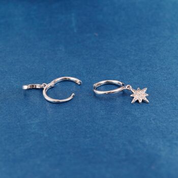 925 Sterling Silver Moon And Star Mismatched Hoop Earrings, 6 of 7