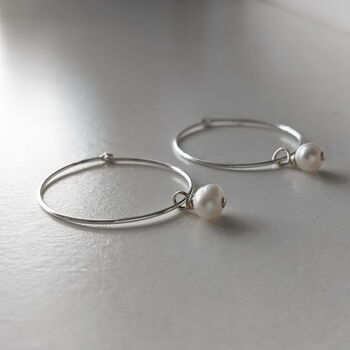 Freshwater Pearl Hoop Earrings, 3 of 7