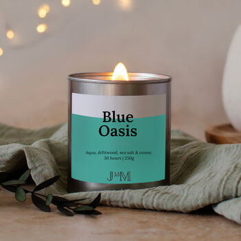 Blue Oasis Crackle Wick Candle, Fresh Summer Home Fragrance, 5 of 7