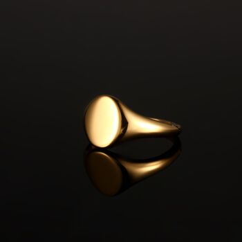 Oval Signet Ring Gold Plated Smooth Steel Ring, 2 of 12