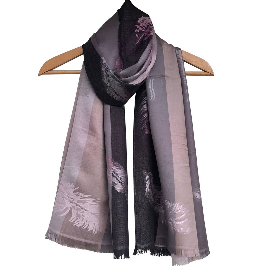 Reversible 'Feathers' Pashmina Scarf By Wonderland Boutique