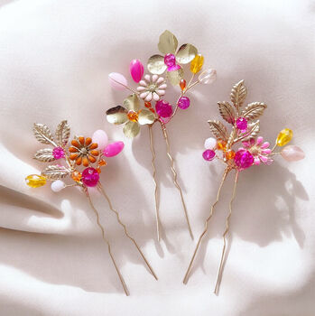 Luxury Gold, Pink And Orange Hair Pins, 4 of 6