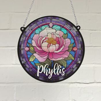 Peony Personalised Stained Glass Effect Suncatcher, 3 of 7