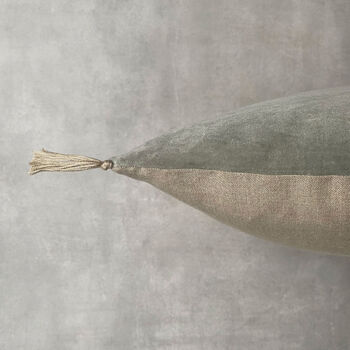 The Velvet And Linen Cushion Sage Green, 2 of 7