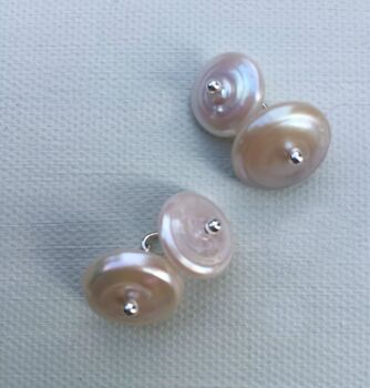 Freshwater Pearl And Solid Sterling Silver Cufflinks, 3 of 4