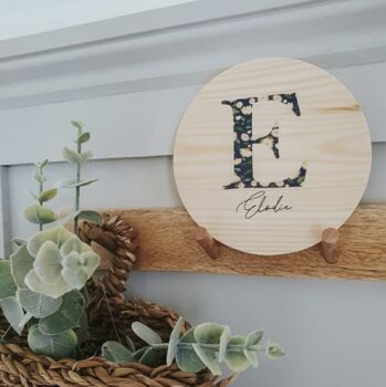 Personalised Floral Name Plaque | Wooden Nursery Name Sign, 2 of 7