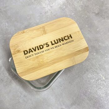 Personalised Glass And Bamboo Lunch Box, 2 of 8