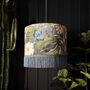 Emerald Mythical Plumes Peacock Lampshade With Fringing, thumbnail 2 of 9