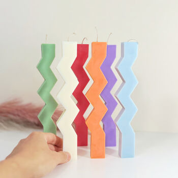 Colourful Zigzag Dinner Candles Wavy Candle, 4 of 6